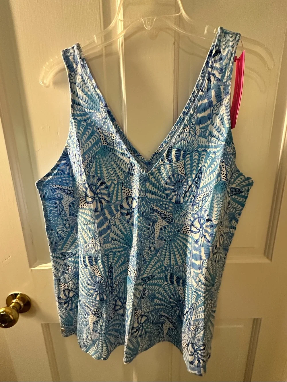 Lilly Pulitzer Blue Shell-Print V-Neck Tank Top